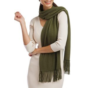3162 Women's 100% Cashmere Knit Scarf With Fringe Detail; Super Soft